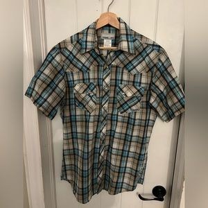 Wrangler Men’s Short Sleeve Plaid Shirt Sz M NWOT